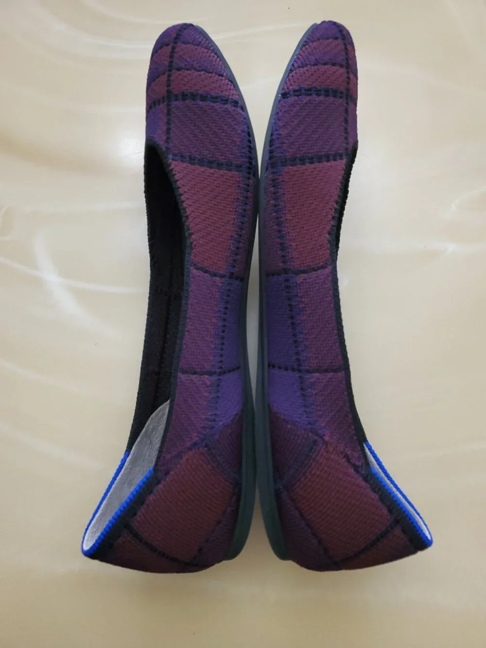 Rothy’s Cranberry Plaid The Square Toe Slip On Ballet Flats Size 9.5